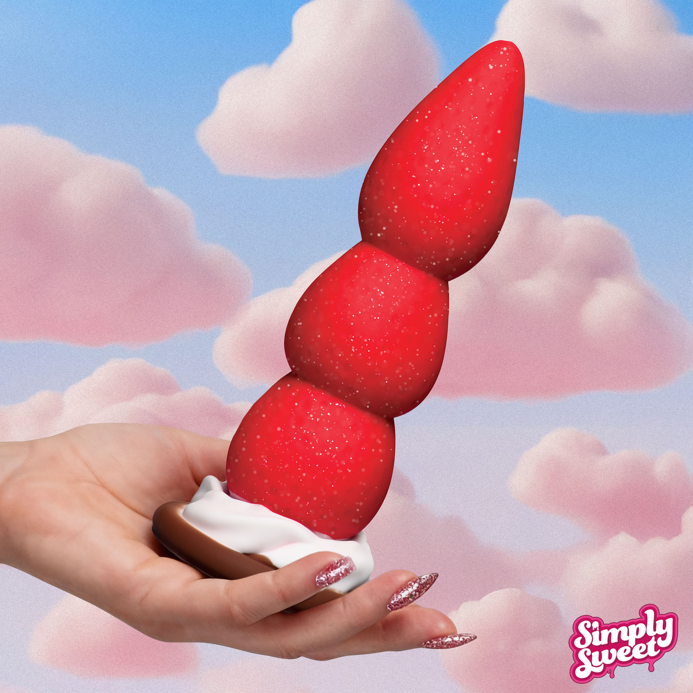 Strawberry Sweet Cream Premium Silicone Dildo 1 Strawberry Sweet Cream Premium Silicone Dildo