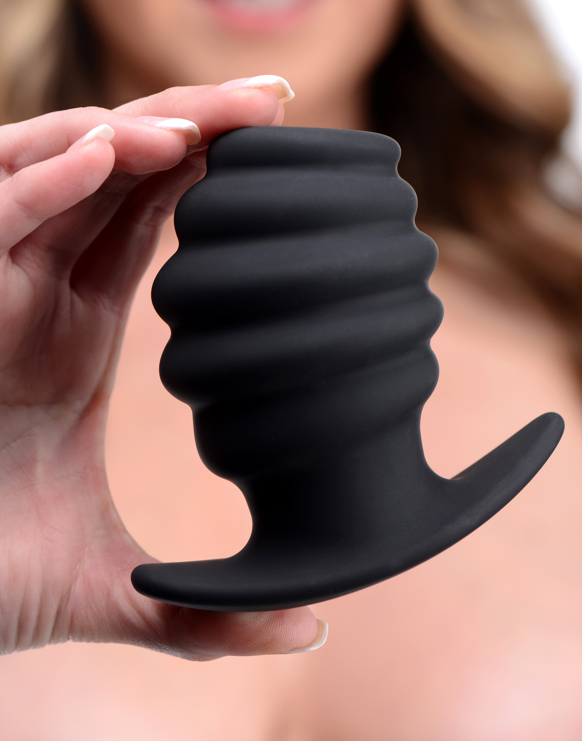 Hive Ass Tunnel Silicone Ribbed Hollow Anal Plug - Large 1 Hive Ass Tunnel Silicone Ribbed Hollow Anal Plug - Large