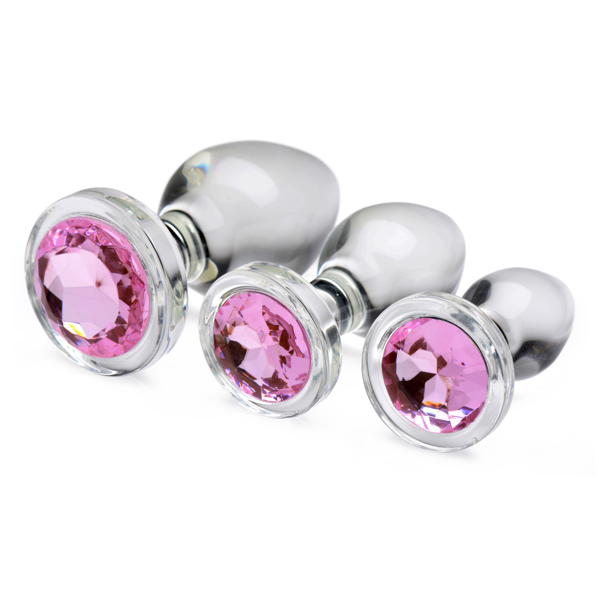 Pink Gem Glass Anal Plug Set 1 Pink Gem Glass Anal Plug Set