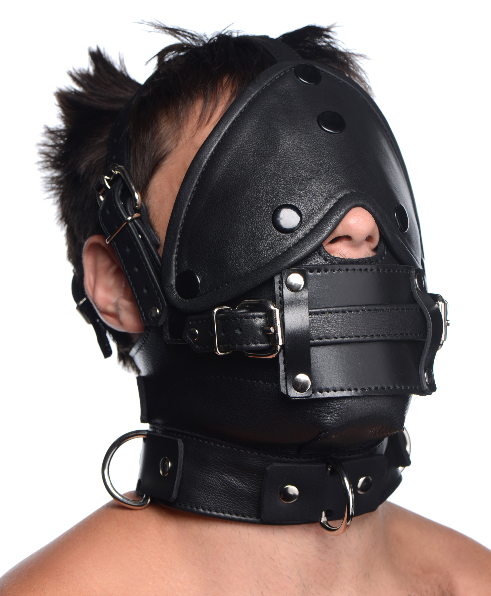 Leather Head Harness with Removeable Gag 1 Leather Head Harness with Removeable Gag
