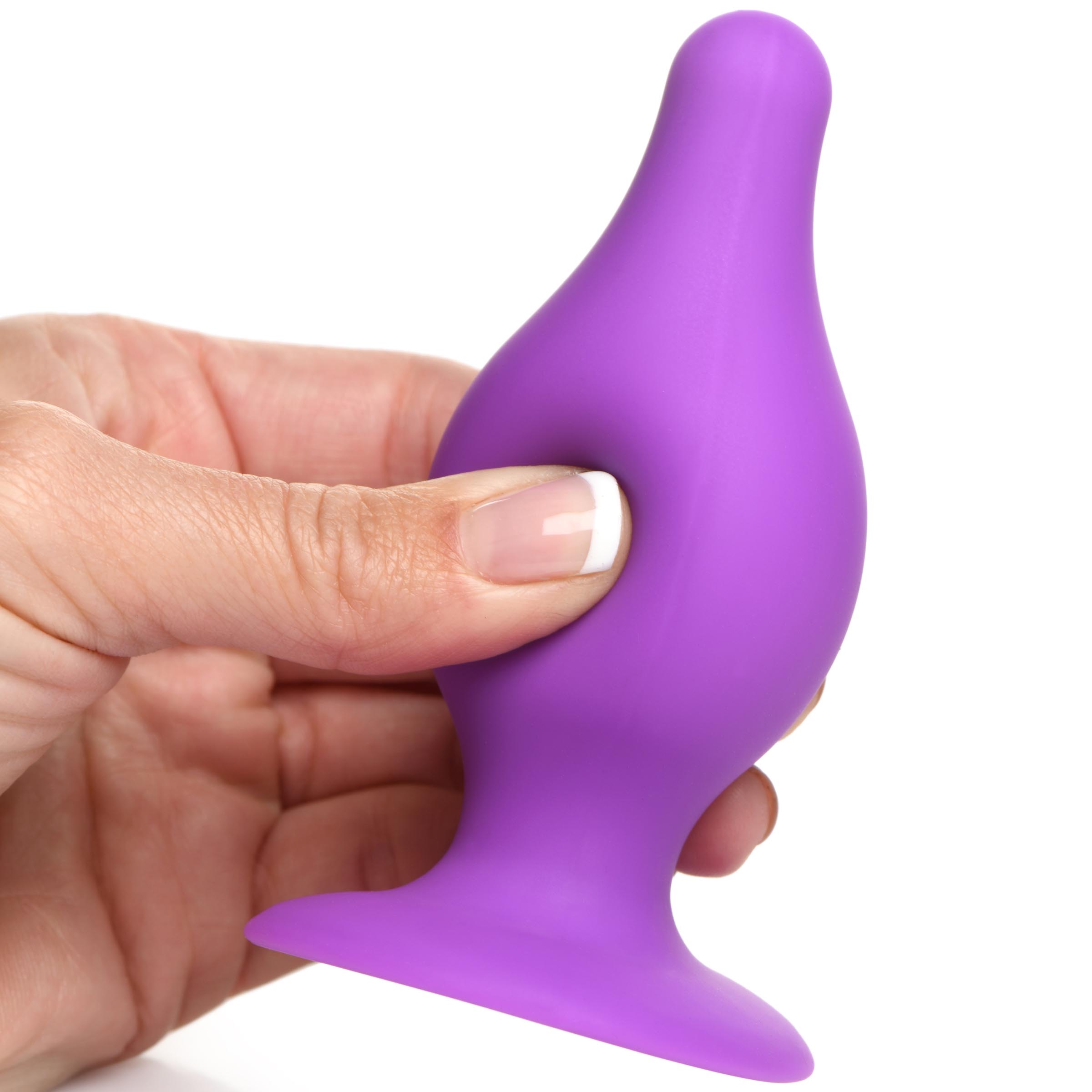 Squeezable Tapered Medium Anal Plug - Purple 1 Squeezable Tapered Medium Anal Plug - Purple